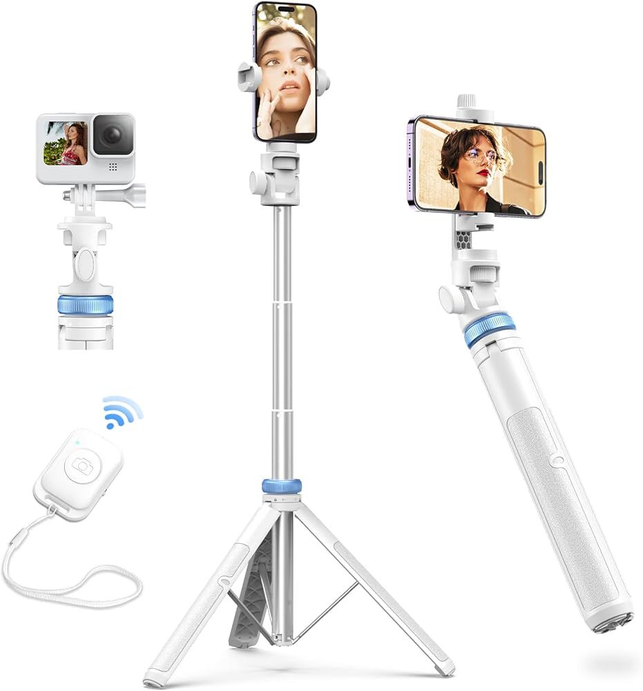 [Newest] 62" Selfie Stick Tripod with Remote - Kaiess iPhone Tripod Stand, Wider Legs & Thicker T... | Amazon (US)