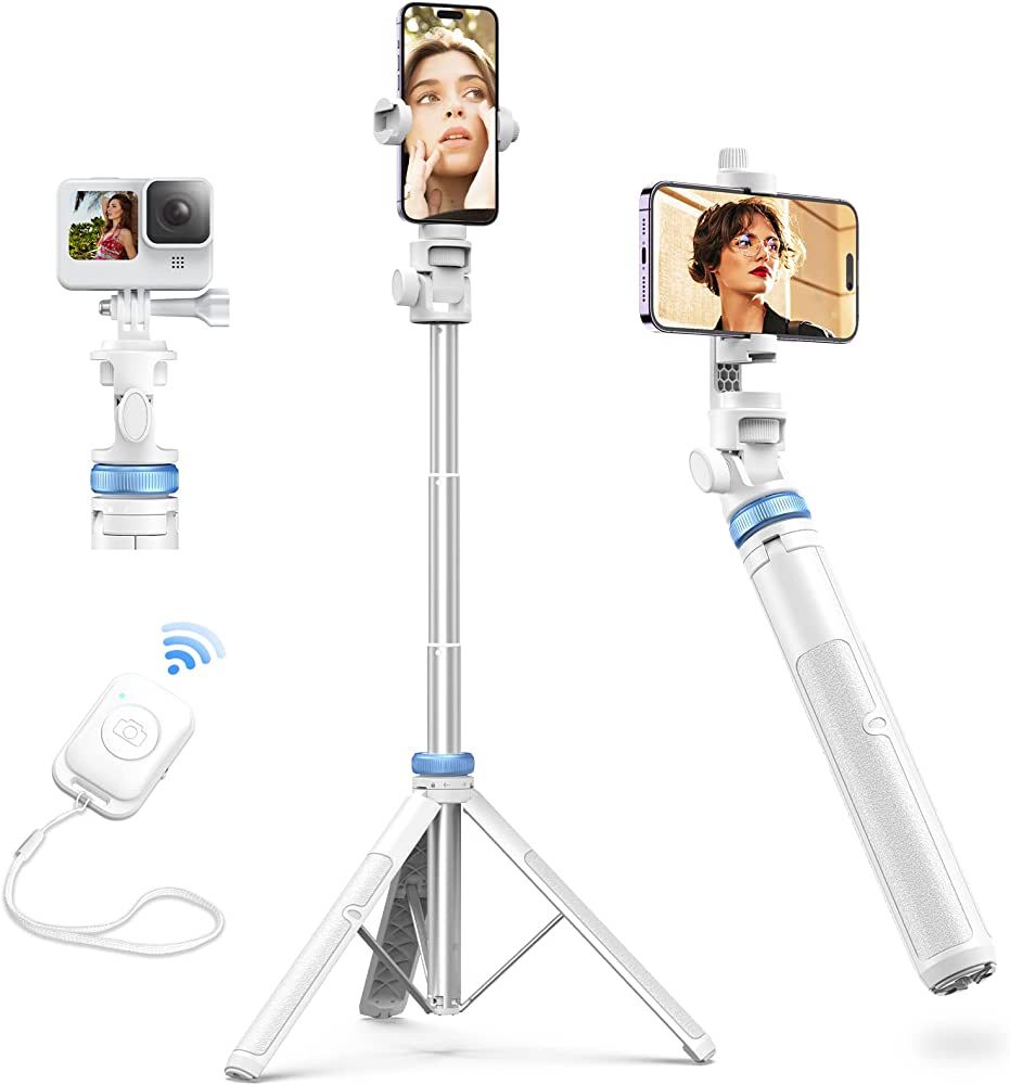 [Newest] 62" Selfie Stick Tripod with Remote - Kaiess iPhone Tripod Stand, Wider Legs & Thicker T... | Amazon (US)