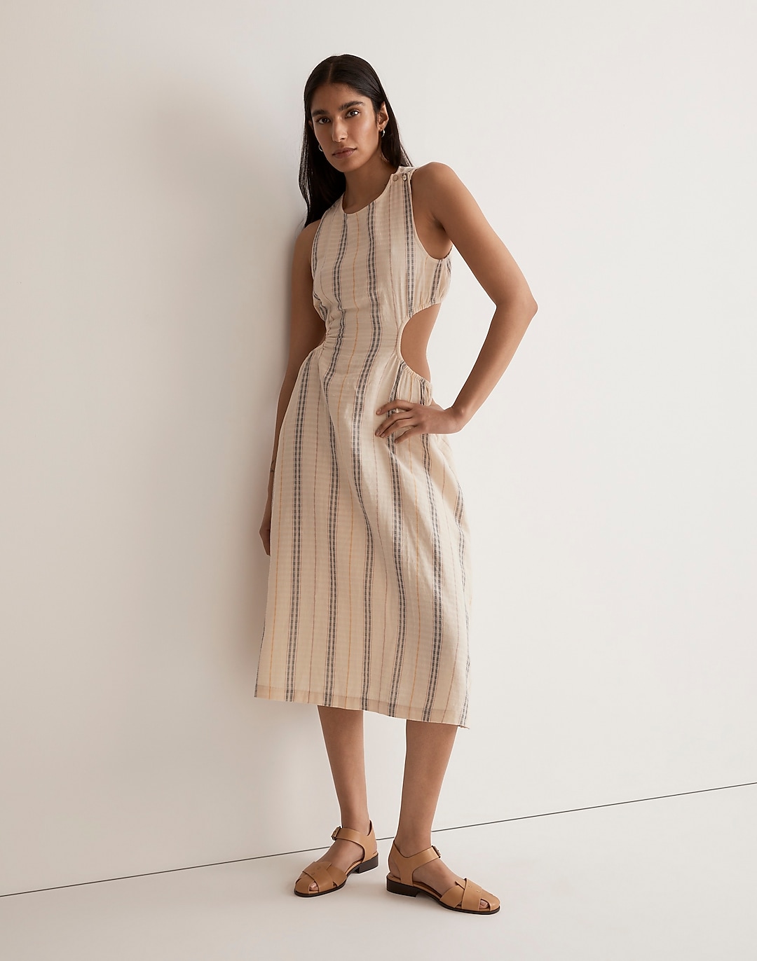 Cutout Midi Dress in Stripe | Madewell