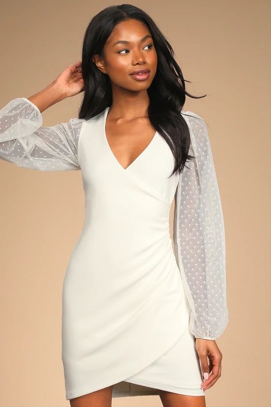 Love That Lasts Forever Ivory Balloon Sleeve Bodycon Mini Dress | Lulus (US)