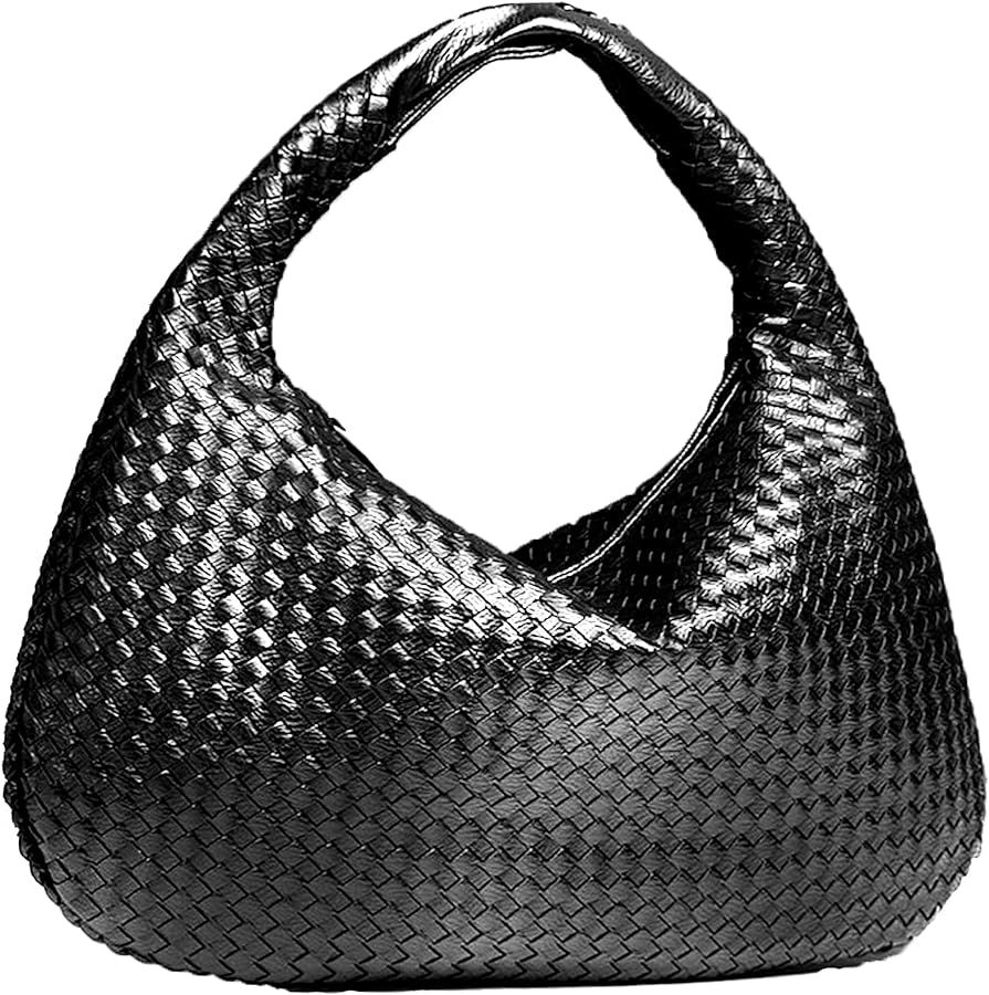 Womens Leather Woven Handbags, Tote Bags Top Handle Satchel Handbags Handmade Shoulder Purse Larg... | Amazon (US)
