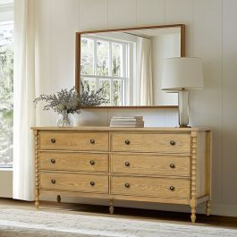 Natural Wood Turned Leg Dresser | Antique Farm House