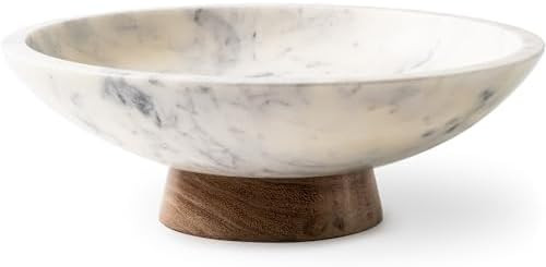 Cork & Mill Marble Decorative Bowl for Home Decor - Handcrafted Natural Stone with Acacia Wood Pe... | Amazon (US)