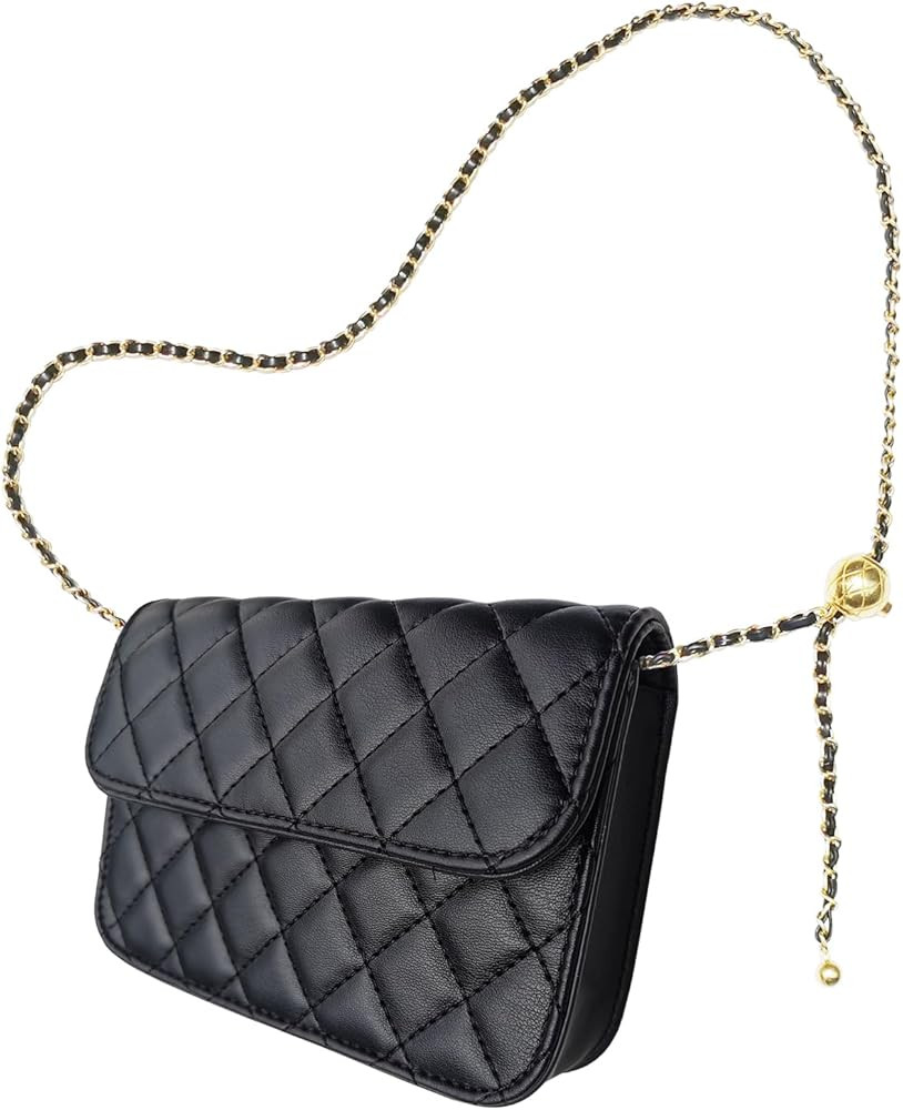 Mini Belt Bag, Synthetic Leather Quilted Bags for Women Small Crossbody Bag Mini Bags for Women T... | Amazon (US)