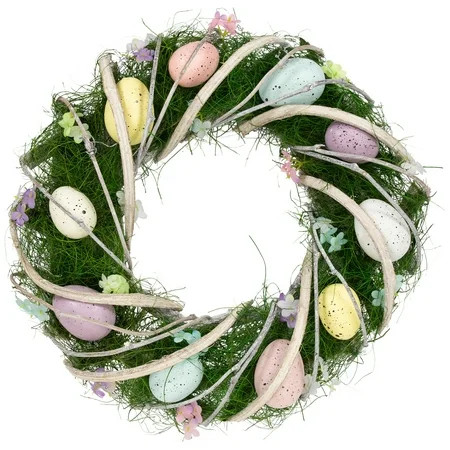 Northlight Speckled Eggs and Spring Flowers Small Artificial Easter Wreath - 15" | Walmart (US)