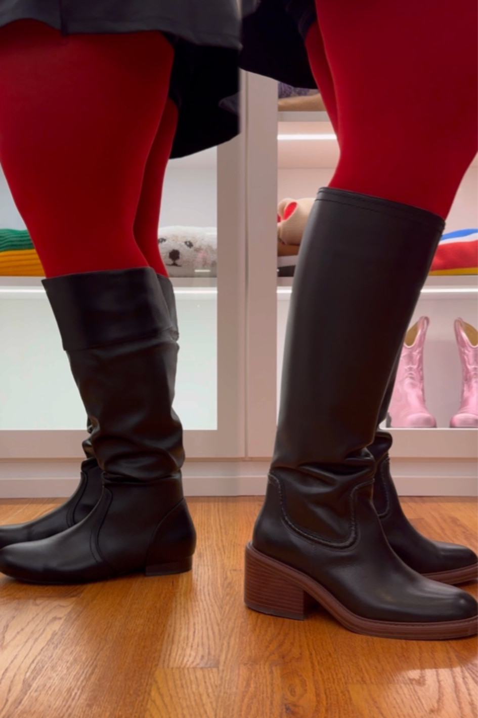 Right is the splurge! Left are from Amazon! 
Wearing 7.5 in the right & 8 on the left, both fit my 17 inch calves!
Tights are from Sheertex - size XL

#LTKshoecrush #LTKstyletip #LTKfindsunder50