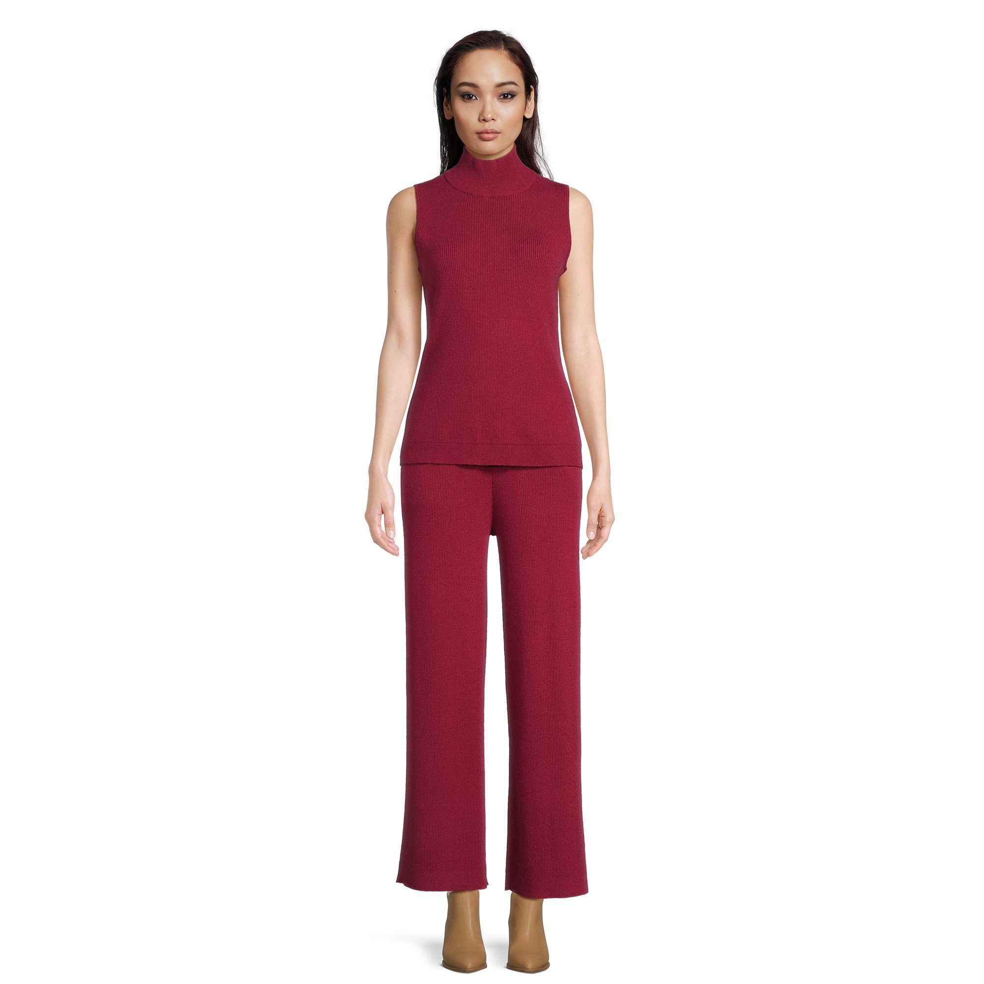Time and Tru Women's Mock Neck Top and Wide Leg Pants Set, 2-Piece, Sizes XS-3XL | Walmart (US)