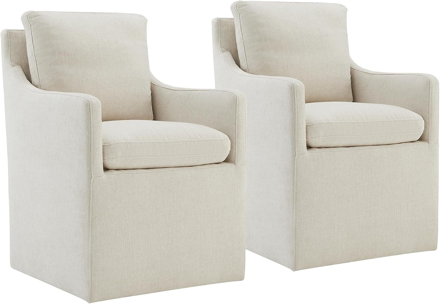KISLOT Upholstered Dining Chairs with Casters No Assembly Modern Accent Armchair with Rollers for Diningroom Bedroom Livingroom Reading Room,Cream Beige,2 Boxs | Amazon (US)