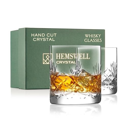 Hemswell Crystal Whiskey Glasses Set of 2 for Men - 11oz Crystal Rocks Bourbon Glasses - Old Fashioned Glass for Whisky - Satin Lined Box - Glenrigg | Amazon (US)
