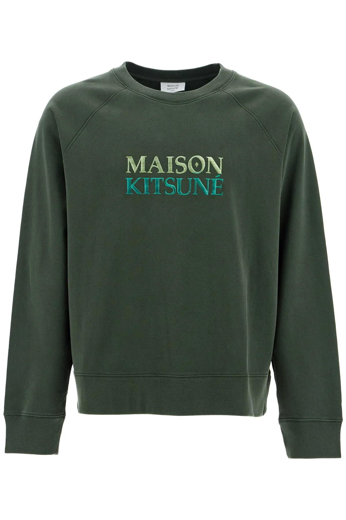 Maison KitsunÃ© Men's Oversized Sweatshirt With in Green | Size Medium | NM00311KM0001 | LOZURI