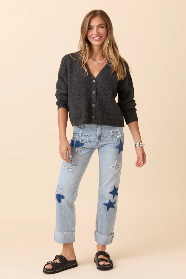 Kathryn Black Long Sleeve Cardigan | Pink Lily