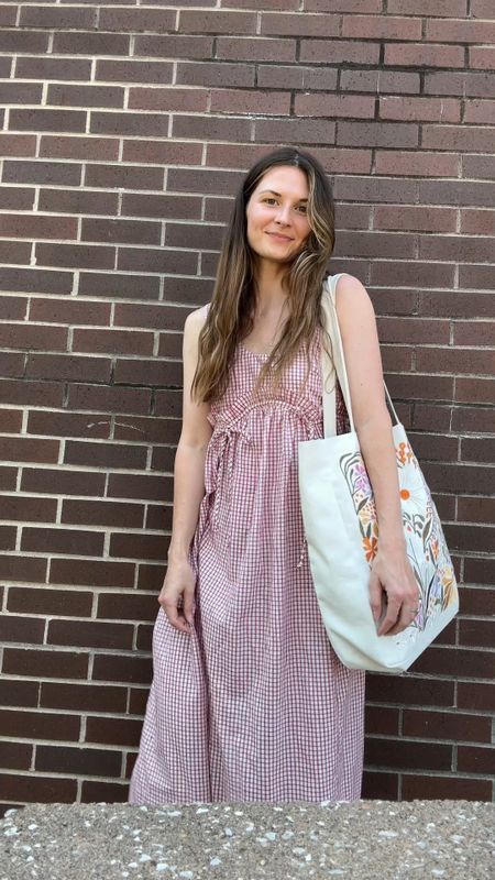 one of my favorite dresses, limited sizing left but linking in case you want to sign up for restock! Linked some similar options! 
tote is by ladyjane

Summer outfit, summer dresses 