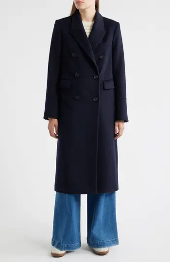 Sam Edelman Doubled Breasted Wool Blend Military Coat in Navy at Nordstrom Rack, Size 4 | Nordstrom Rack