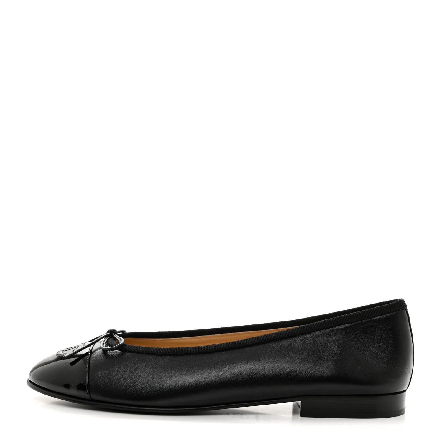 Lambskin Patent Cap Toe Ballerina Flats 38 Black | FASHIONPHILE (US)