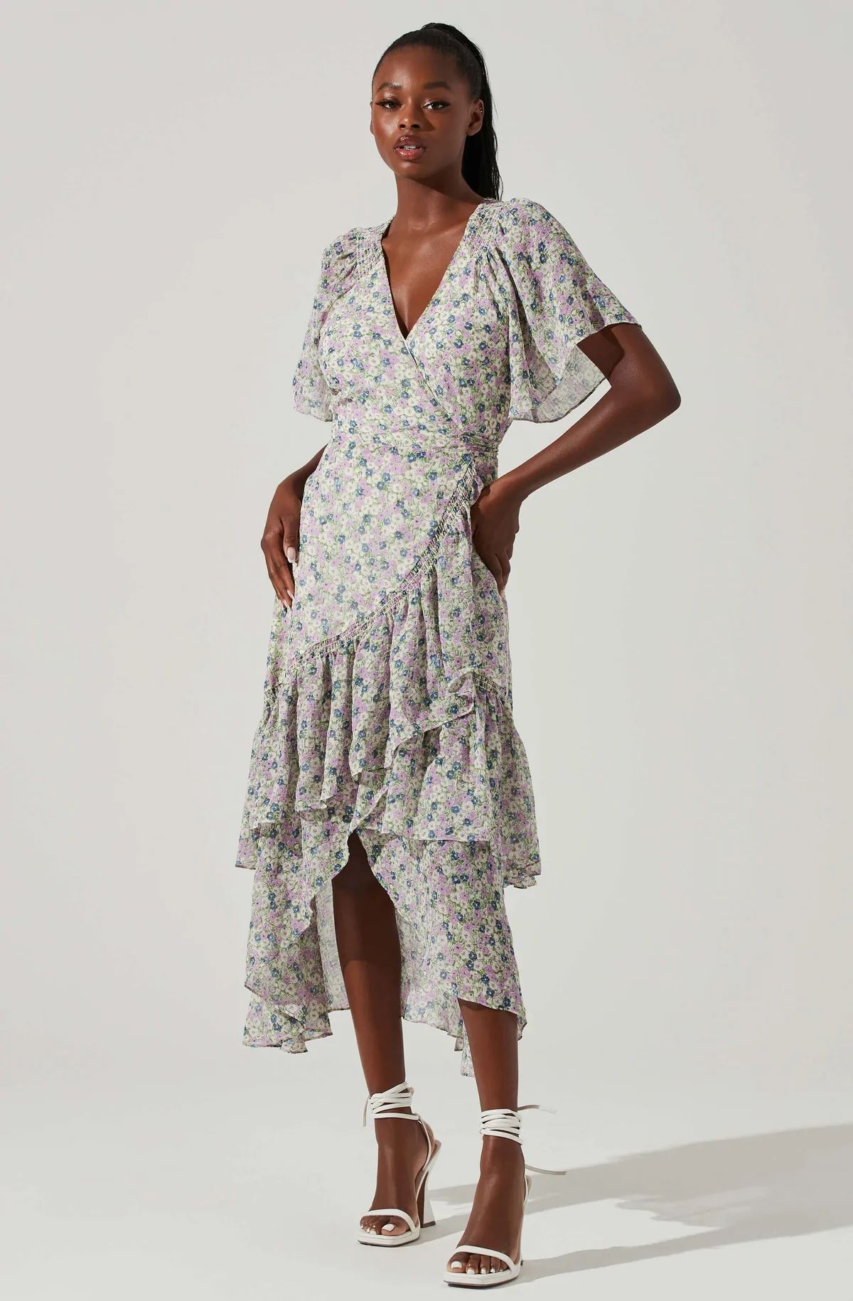 Adella Floral Ruffle Midi Dress | ASTR The Label (US)