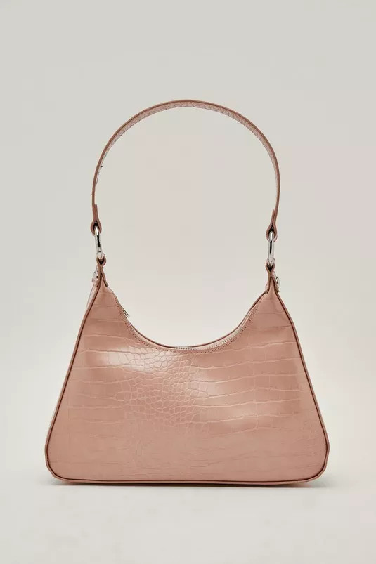 Faux Leather Croc Structured Shoulder Bag | Nasty Gal (US)