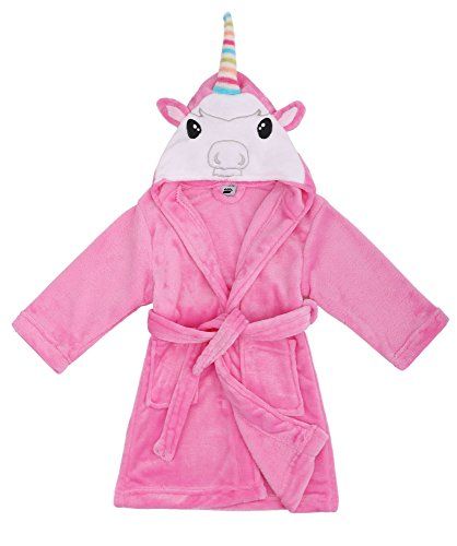 Kids Animal Plush robe Soft Hooded Terry Bathrobe,Unicorn Pink,M(4-6 Years) | Amazon (US)