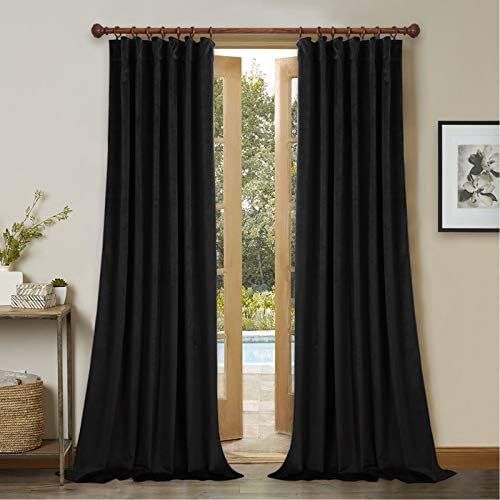 StangH Black Velvet Curtains 96 Inches Long - Thermal Insulated Patio Door Curtain Drapes, Noise ... | Amazon (US)