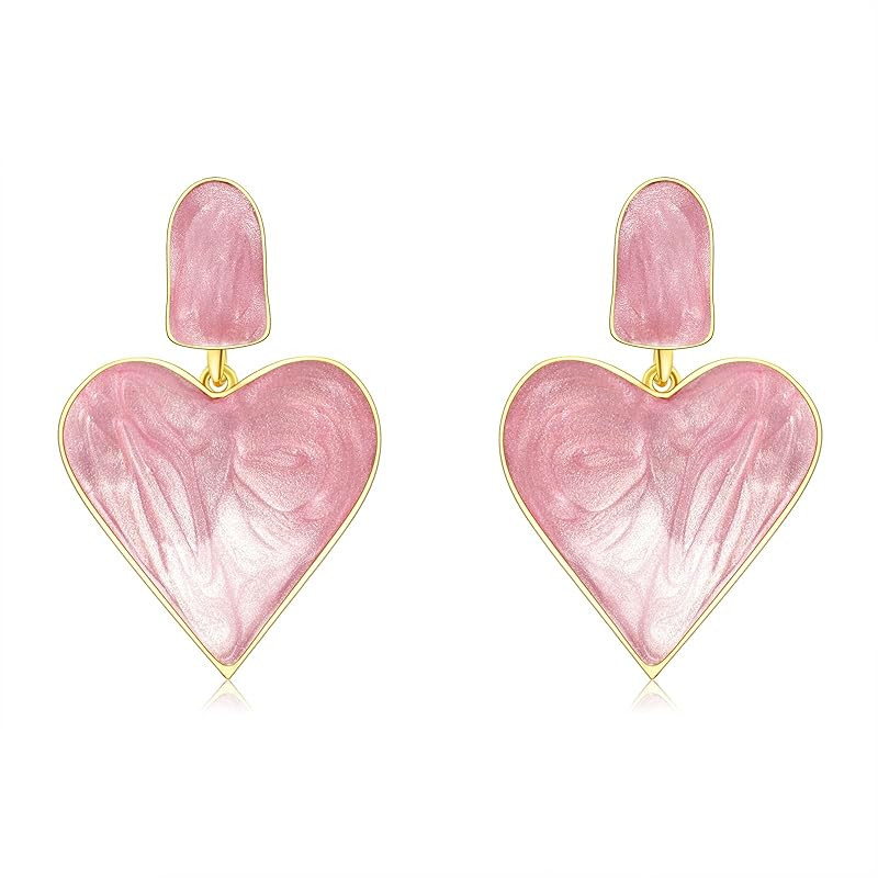 Handmade Heart Dangle Drop Earrings for Women Girls Colorful S925 Sterling Silver Post Love Geome... | Amazon (US)