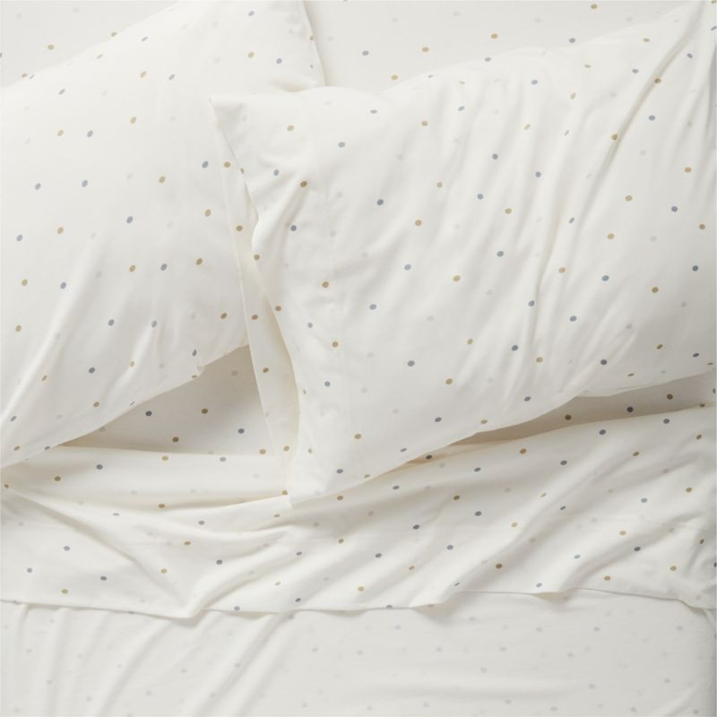 Modern Comfy Tee Cool Multicolor Polka Dot Organic Cotton Jersey Kids Bedding | Crate & Kids | Crate & Barrel