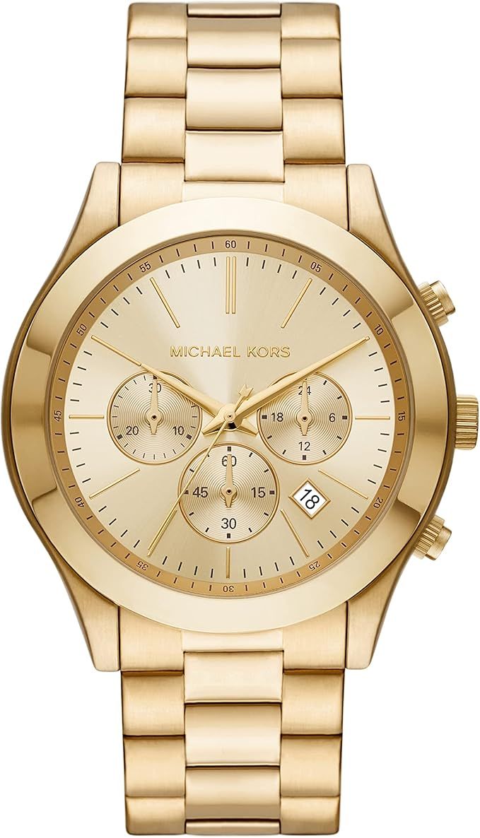 Michael Kors Men's Slim Runway Chronograph Gold-Tone Stainless Steel Bracelet Watch (Model: MK890... | Amazon (US)