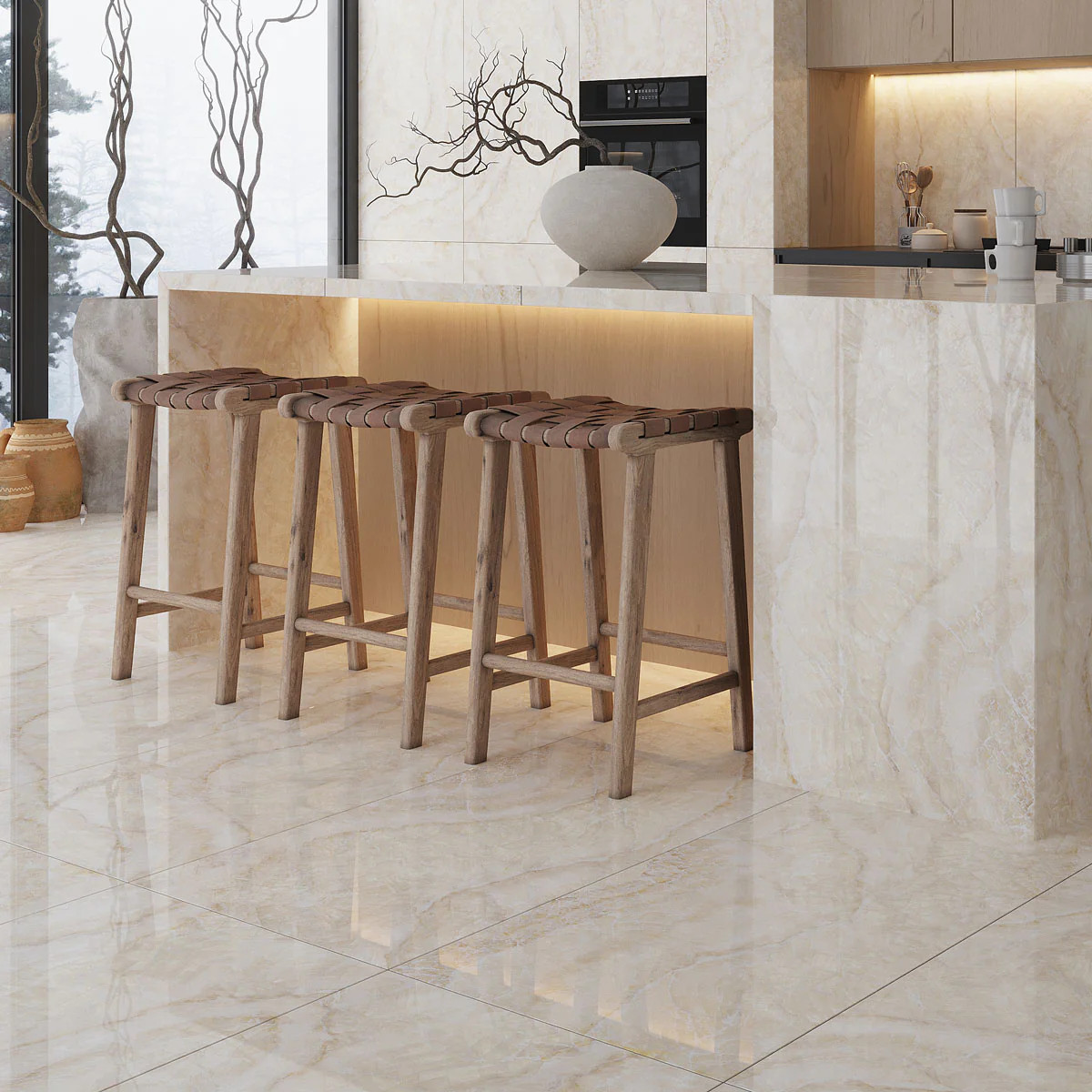 Luminosa Cream Large Format Porcelain Tile 24x48 | Tile Club