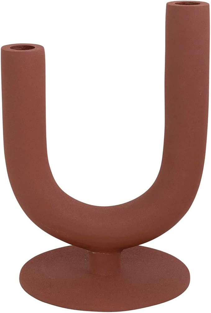 Bloomingville Textured Metal Double Taper Candle Holder, 7" L x 7" W x 10" H, Russet | Amazon (US)