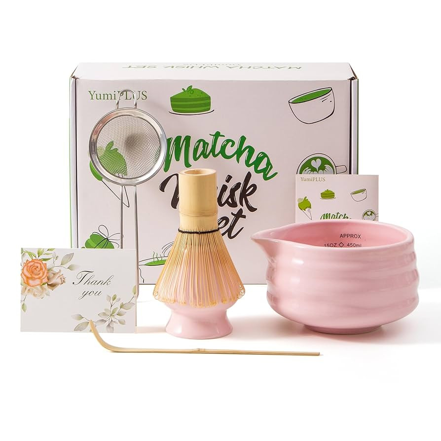 5pcs Peach Pink Matcha Set,15oz Ceramic Bowl with Spout and Bamboo Whisk set,Tea Making Kit for m... | Amazon (US)