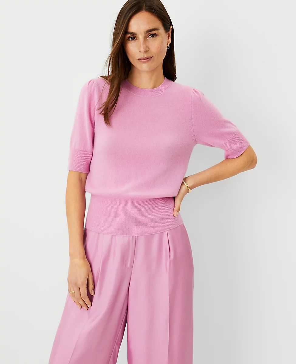 Studio Collection Cashmere Puff Sleeve Sweater Tee | Ann Taylor (US)