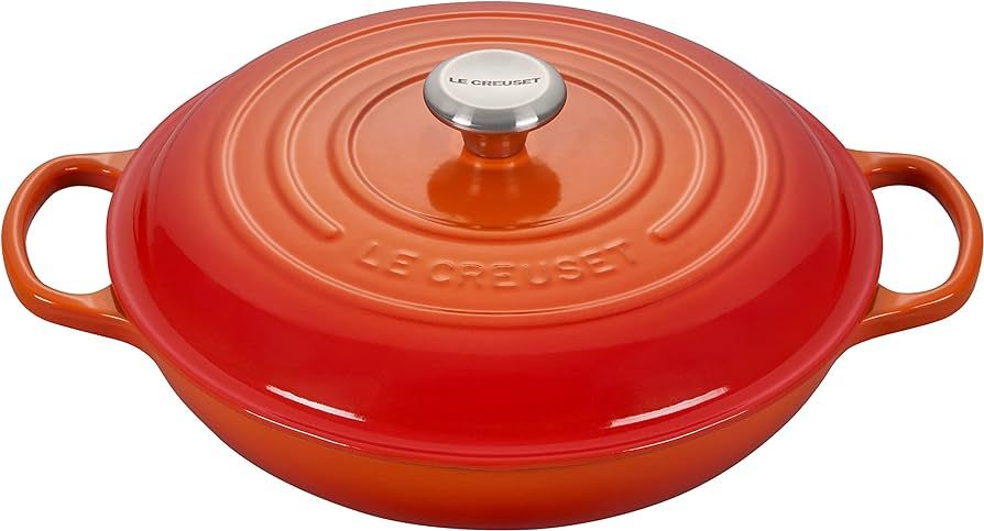 Le Creuset Enameled Cast Iron Signature Braiser, 3.5 qt., Flame | Amazon (US)