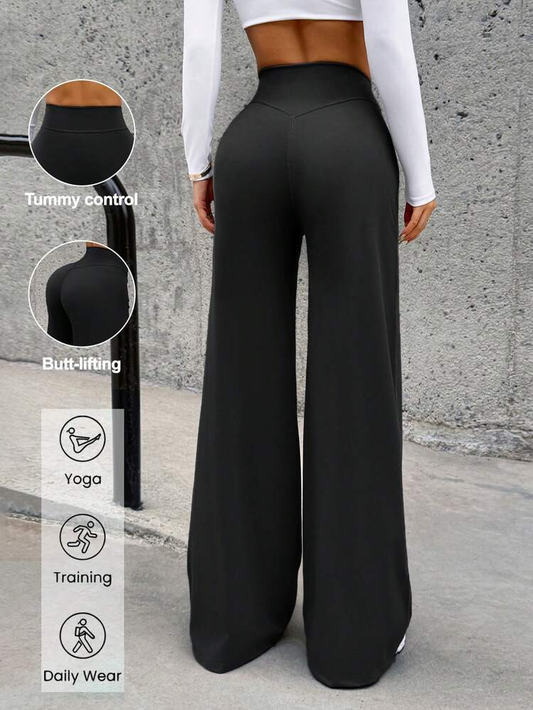 Aoqta Women's Solid Color Loose Straight Leg Pants, Suitable For Gym, Workout, Running, Fitness, Yoga, Spring/Summer | SHEIN
