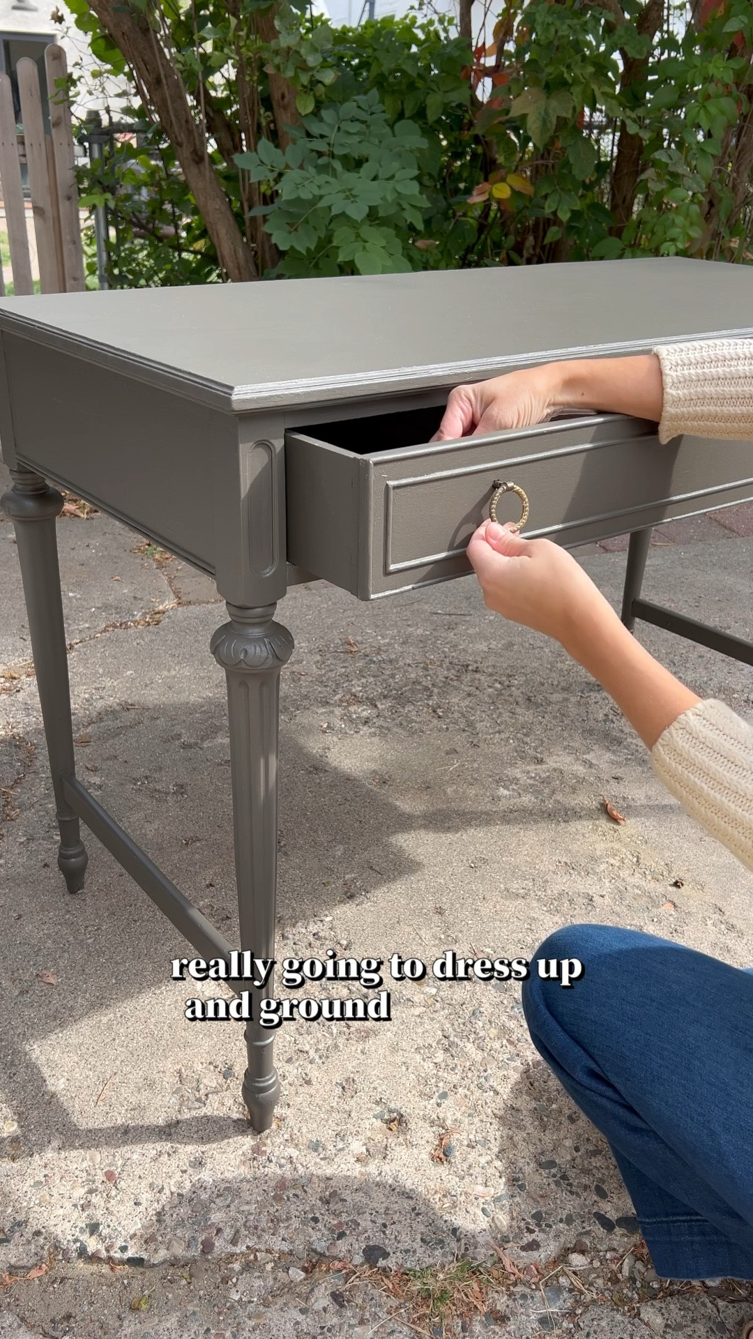 Part 1: I spotted this desk in the alley that my neighbor had put out in the trash, so I picked it up and waddled back to my house with it. 

I patched the top with wood filler, removed the paint from the hardware, and painted it an earthy bronze color. More to come on this baby!


#LTKVideo #LTKHome