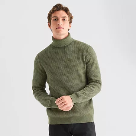 J. Ferrar Mens Long Sleeve Regular Fit Turtleneck, Large, Green | JCPenney
