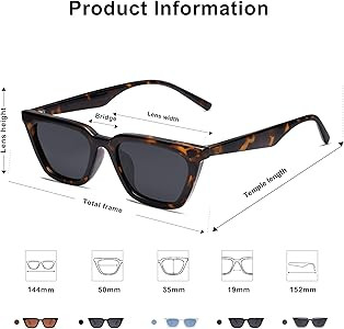 SOJOS Polarized Narrow Square Cateye Sunglasses for Women Retro Trendy Driving Glasses SJ2169 | Amazon (US)