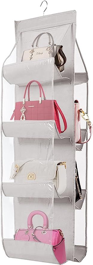 AARAINBOW 1 Pack Hanging Handbag Purse Organizer,Breathable Polyester Fiber+PVC Handbag Organizer... | Amazon (US)