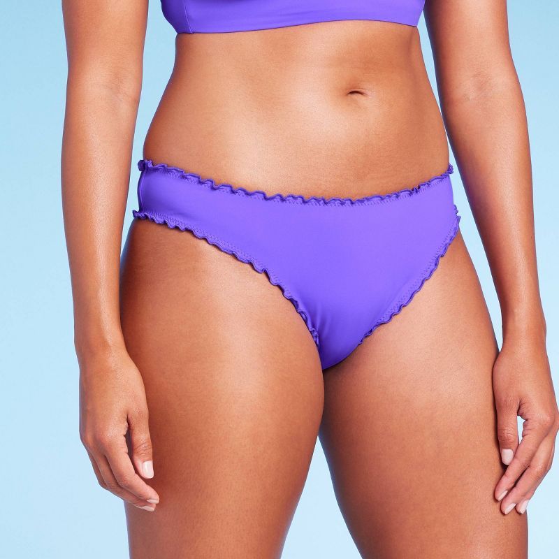 Women's Ruffle Cheeky Bikini Bottom - Shade & Shore™ Violet | Target