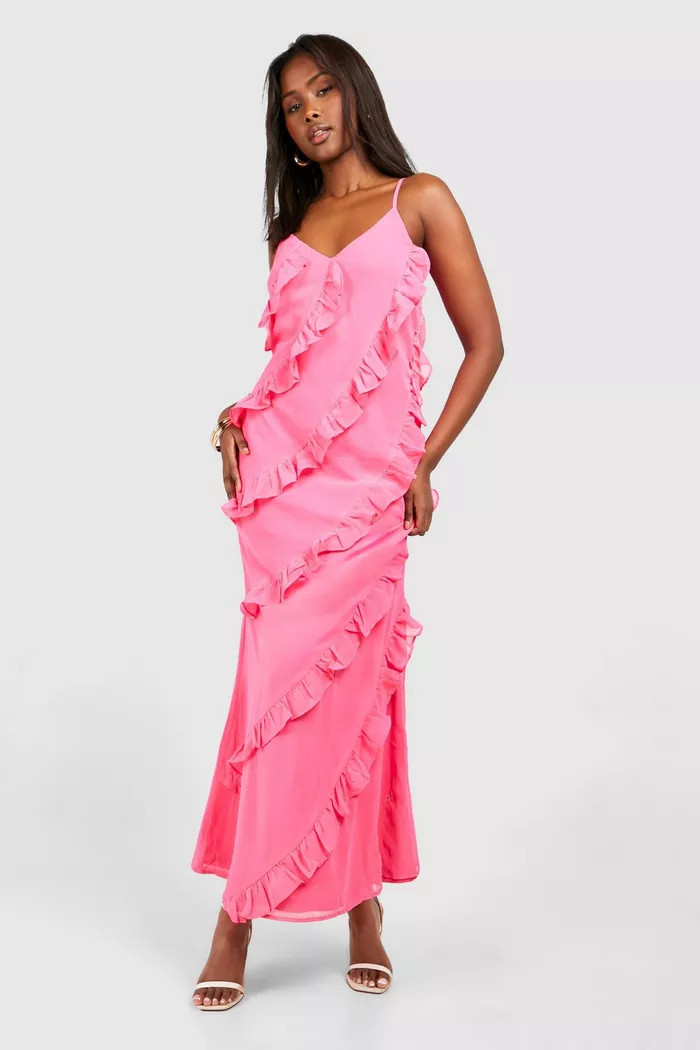 Ruffle Tiered Maxi Dress | Dress Spring | Spring Dresses | Pink Wedding Guest dress  | boohoo (US & Canada)
