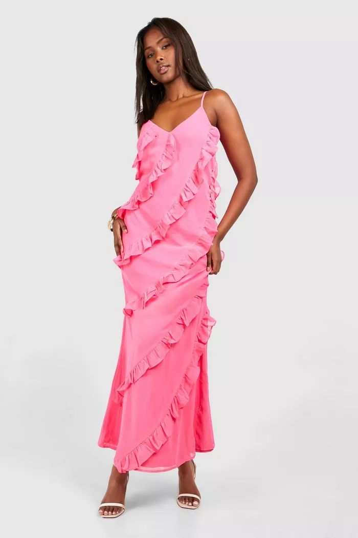 Ruffle Tiered Maxi Dress | Dress Spring | Spring Dresses | Pink Wedding Guest dress  | boohoo (US & Canada)
