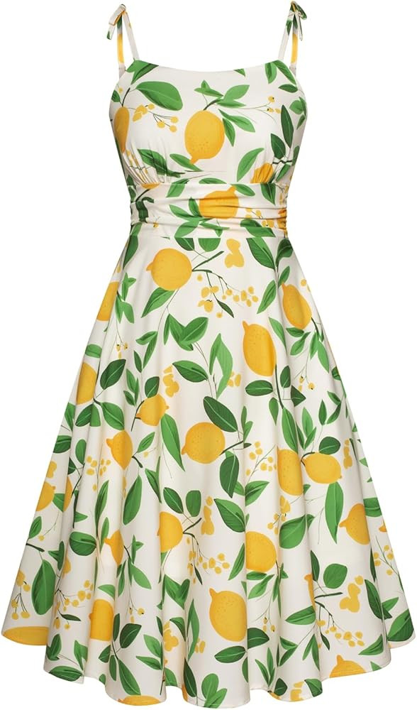 Belle Poque 2025 Summer Dresses for Women Spaghetti Strap Midi Sun Dress Cute Casual Dress with P... | Amazon (US)