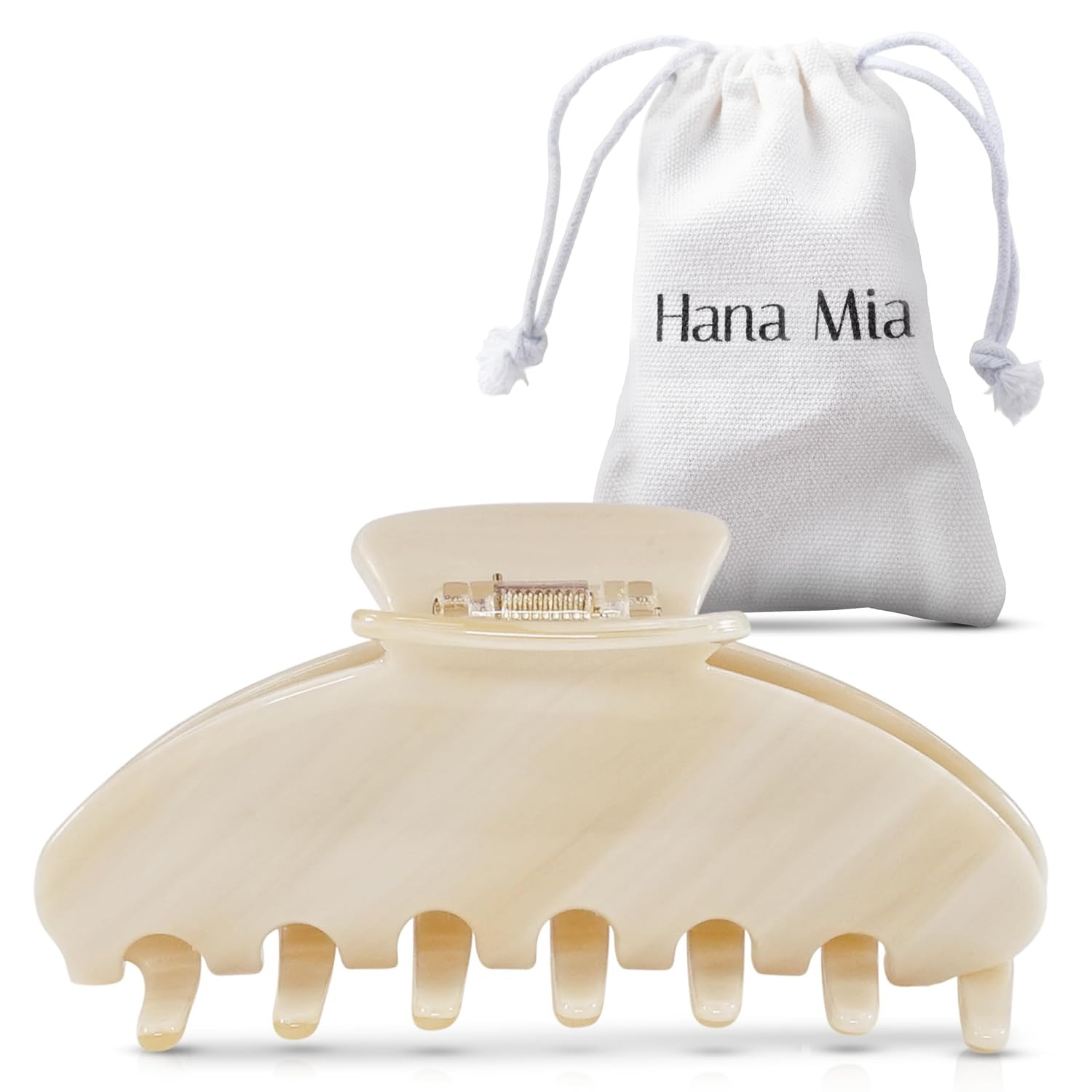 Hana Mia Large Cream White Claw Clip, 4 Inch Acetate Hair Clip for Women | Amazon (US)