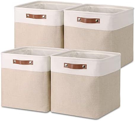 Temary Cube Storage Bins 13x13 Fabric Storage Cubes Baskets Set Of 4 Cloth Baskets for Shelf, Lar... | Amazon (US)