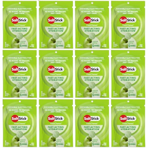 SaltStick Electrolyte FastChews - 120 Count Green Apple Flavor - Electrolyte Tablets for Hydration, Salt Tabs - 10 Count (Pack of 12) | Amazon (US)