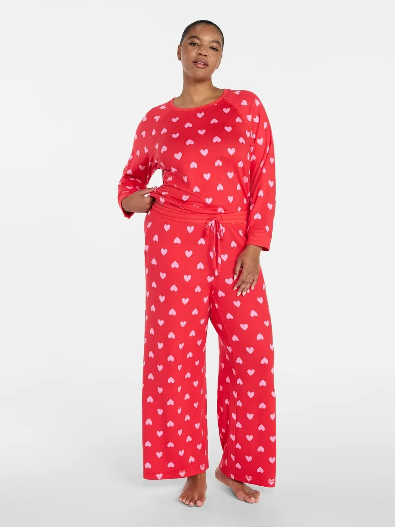 Joyspun Women's Cozy Lounge Collection Hacci Knit Long Sleeve Sleep Top, Sizes XS-3X | Walmart (US)