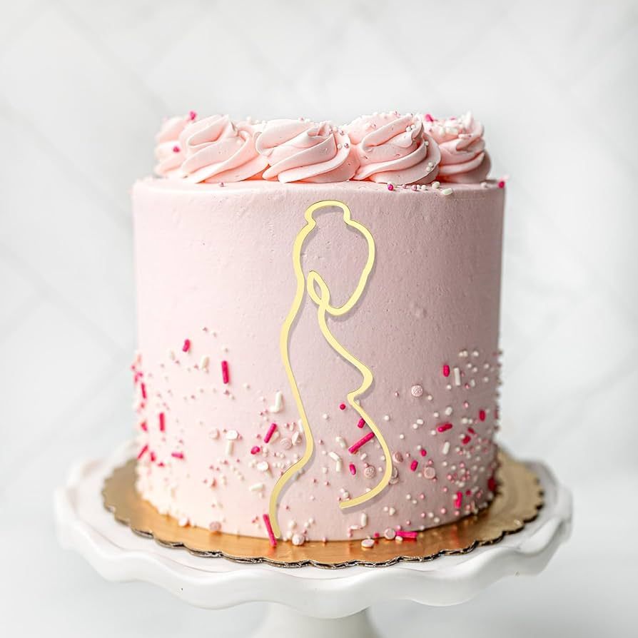 Pregnancy line art, Acrylic cake topper,Pregnant Woman Acrylic Happy Birthday Cake Topper, for Ex... | Amazon (US)