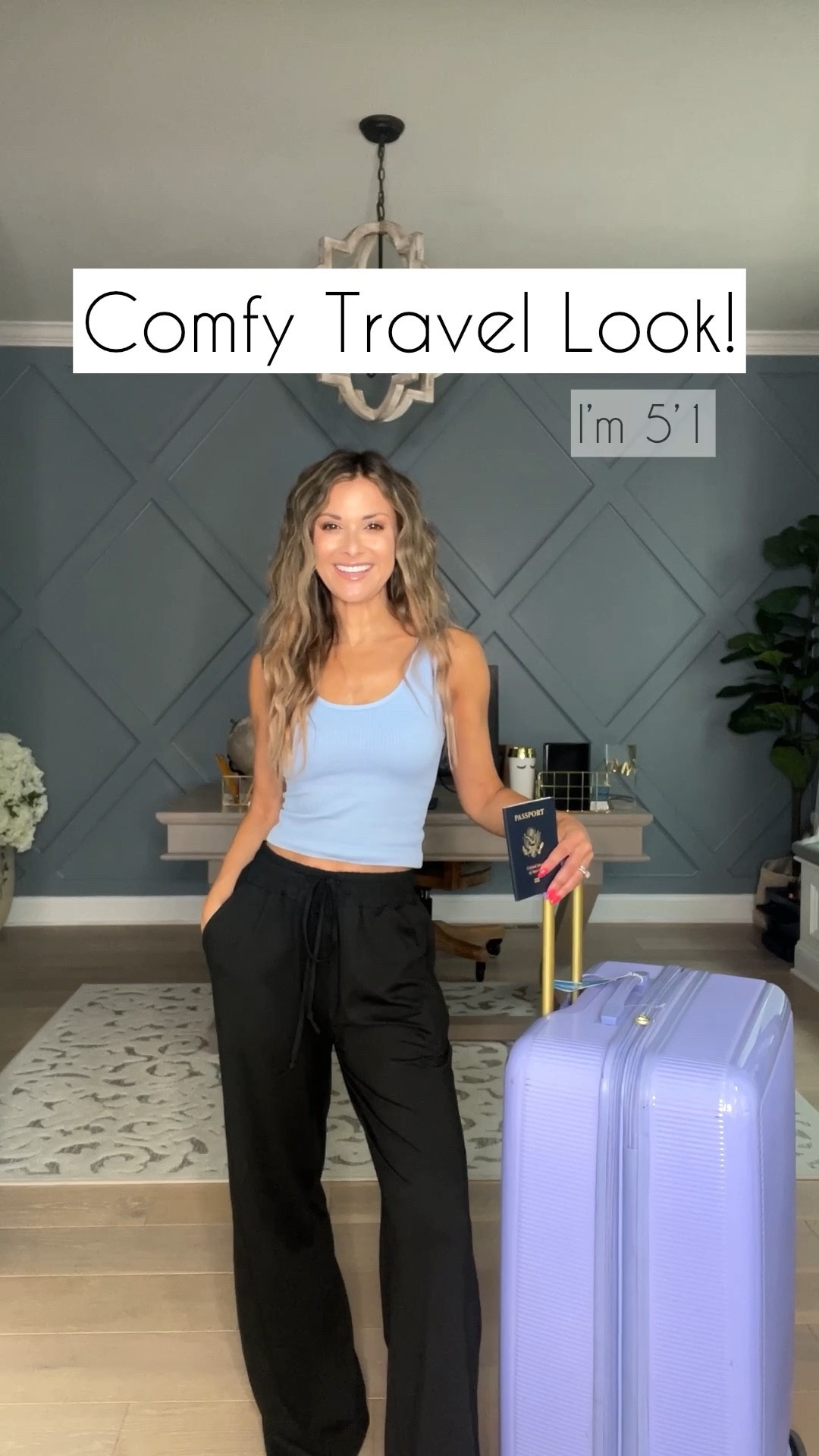 Sports bra tank//so soft//removable pads//tts//30-32//wide leg pants//sooo comfy//wearing size up due to selection but tts//size small//5’1//denim jacket//xs//sneakers//tts//

 Comfy travel look

#LTKsalealert #LTKunder50 #LTKtravel