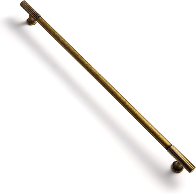 Goo-Ki Vintage Retro Antique Brass Zinc Alloy Cabinet Handles - 12.6''(320mm) Hole Center Striped... | Amazon (US)