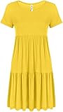 Simlu Womens Mustard Dress Mustard Yellow Summer Loose Dress reg and Plus Size Dress Yellow X-Large, | Amazon (US)