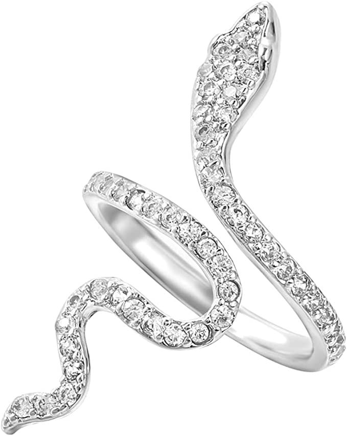 HEIMAXING Snake Ring for Women, Cubic Zirconia Opening Adjustable Animal Band Ring, Fashion Rhine... | Amazon (US)