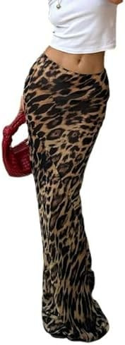 OCUH Leopard Skirt Leopard Print Skirt Y2K Leopard Printed Skirt Maxi Skirt Vintage Skirt | Amazon (US)