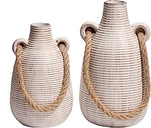 Amazon.com: TERESA'S COLLECTIONS Farmhouse Ceramic Vase for Home Decor, Boho Vases for Pampas Gra... | Amazon (US)
